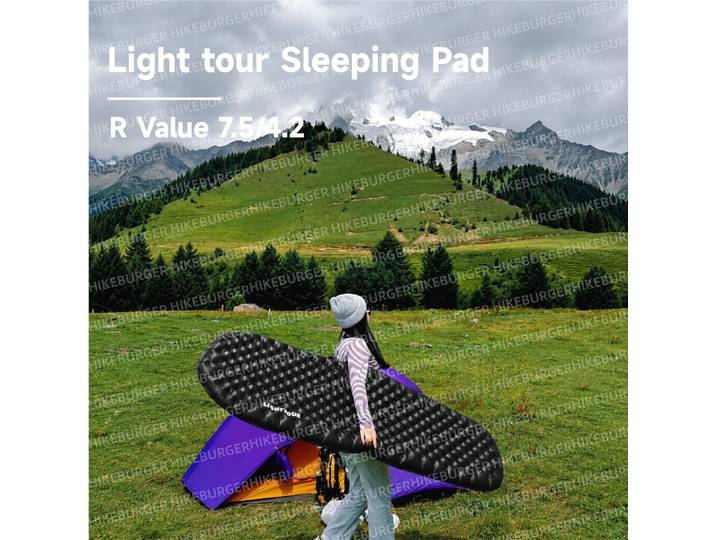 Matelas de camping gonflable léger R Value 7.5/4.2 pour l'extérieur, tapis portable anti-humidité pour la randonnée