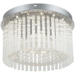 Deckenlampe Deckenleuchte Kristallleuchte Wohnzimmerlampe Wohnzimmerleuchte, Glasstäbe Kristallbehang Chrom, LED neutralweiß, DxH 37x21,5cm