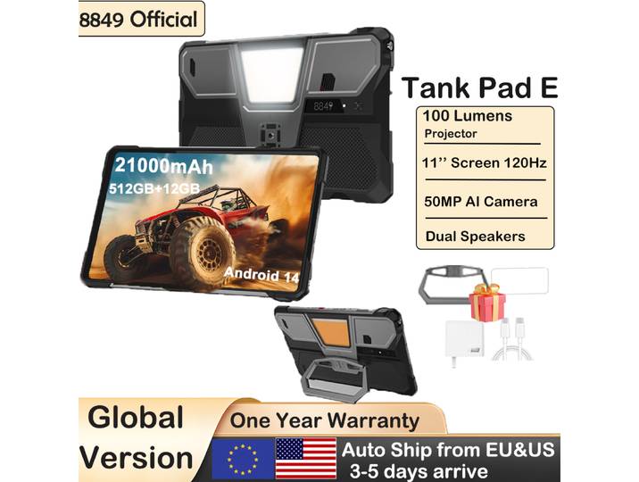 8849 TANK PAD E Unihertz Tablette Robuste avec Projecteur Android 21000mAh 512GB 120Hz 24GB Smart Pad 50MP 10.95 pouces Téléphone Tablette 2025