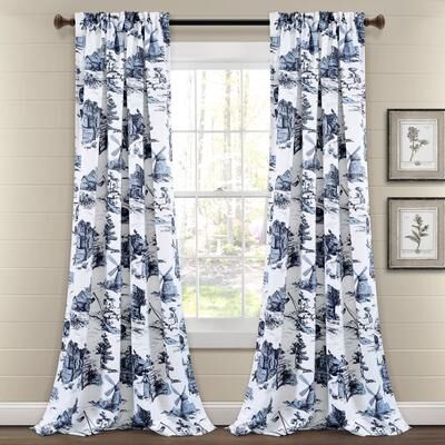 Lush Decor French Country Toile Room Darkening Window Curtain Panel Pair