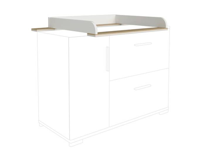Wickelaufsatz, Braun & Weiß, 123,5x12,5x78,4 cm, Holzwerkstoff, Klassisch & Modern, Paidi