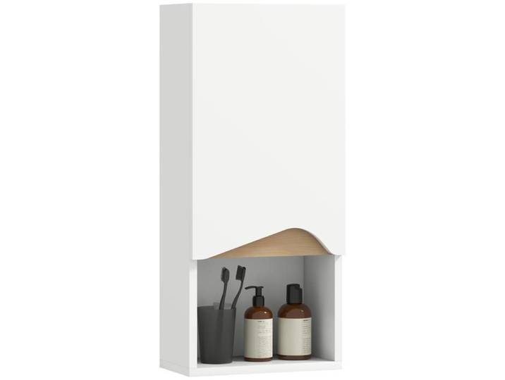Armoire murale salle de bain – Porte fermeture douce & étagère réglable – Pour rangement toilettes – 30x17x67cm Blanc