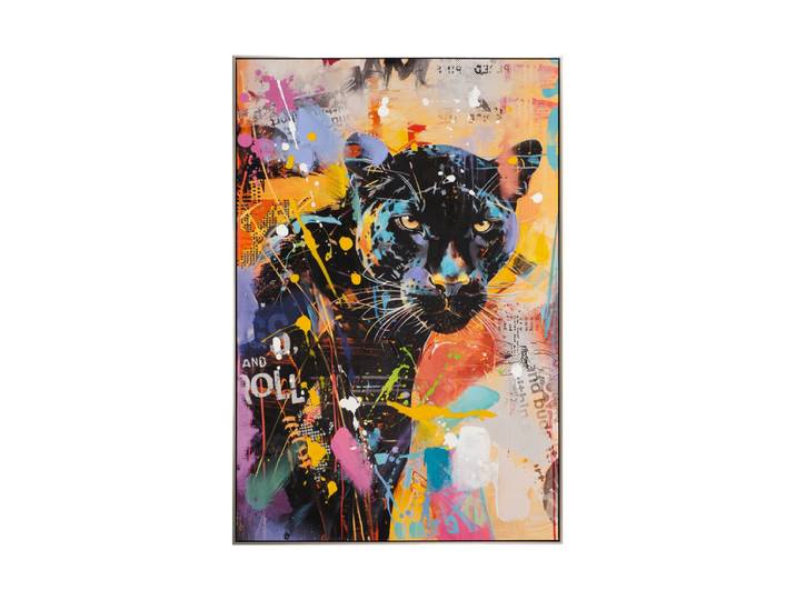 Handbemaltes, gerahmtes Bild „Splashed Panther“ 80 x 120 cm Multicolor Crea Collection