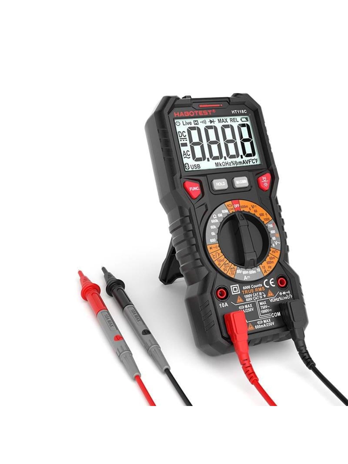 Habotest Digital Multimeter with Flashlight HT118C True RMS NCV battery testing