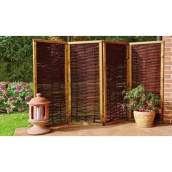 Sichtschutz Paravent 240 x 180 cm - Garten Raumteiler aus Weide mit Kiefernrahmen - Outdoor Paravent, Spanisch Wand für den Garten