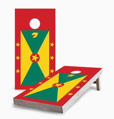 Skip's Garage Grenada Flag Corn Hole Board Set w Case & Lights