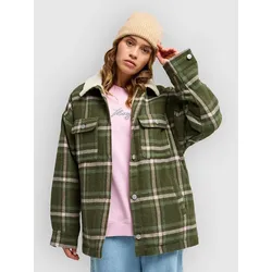 Roxy Passage Of Time Fleecejacke oil green chalet plaid Gr. S