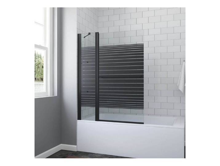 AQUABATOS Duschwand für Badewanne Eck Badewannenaufsatz 110x140cm 1tlg Spritzschutz im Bad, 5 mm Einscheiben-Sicherheitsglas (ESG) mit Nanobeschichtung, mit Handtuchhalter,großer Verstellbereich