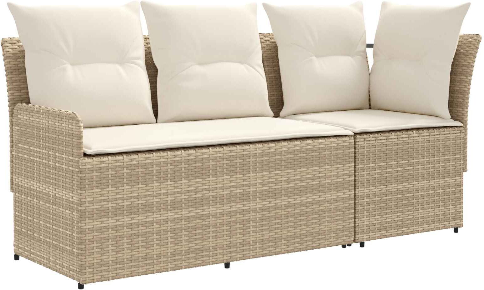 vidaXL 2 pc Sofa de jardin avec accoudoirs et sofa d'angle Rotin PE