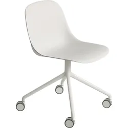 Fiber Swivel Rollstuhl auf Rädern weiß auf Aluminiumbeinen