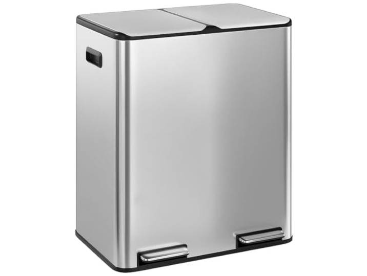STEELSØN Elyron Mülleimer 2 Fächer, 2x30L, Edelstahl Silber, Geruchsfilter Mülltrennsystem Küche, Tretmülleimer mit Soft-Close-Deckel, Abfalleimer mit Inneneimern, Recycling & Restmüll, Mülltrenner