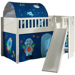 HOCHBETT mit Rutsche Karyl Massivholz Weiß Textilset Astro 2