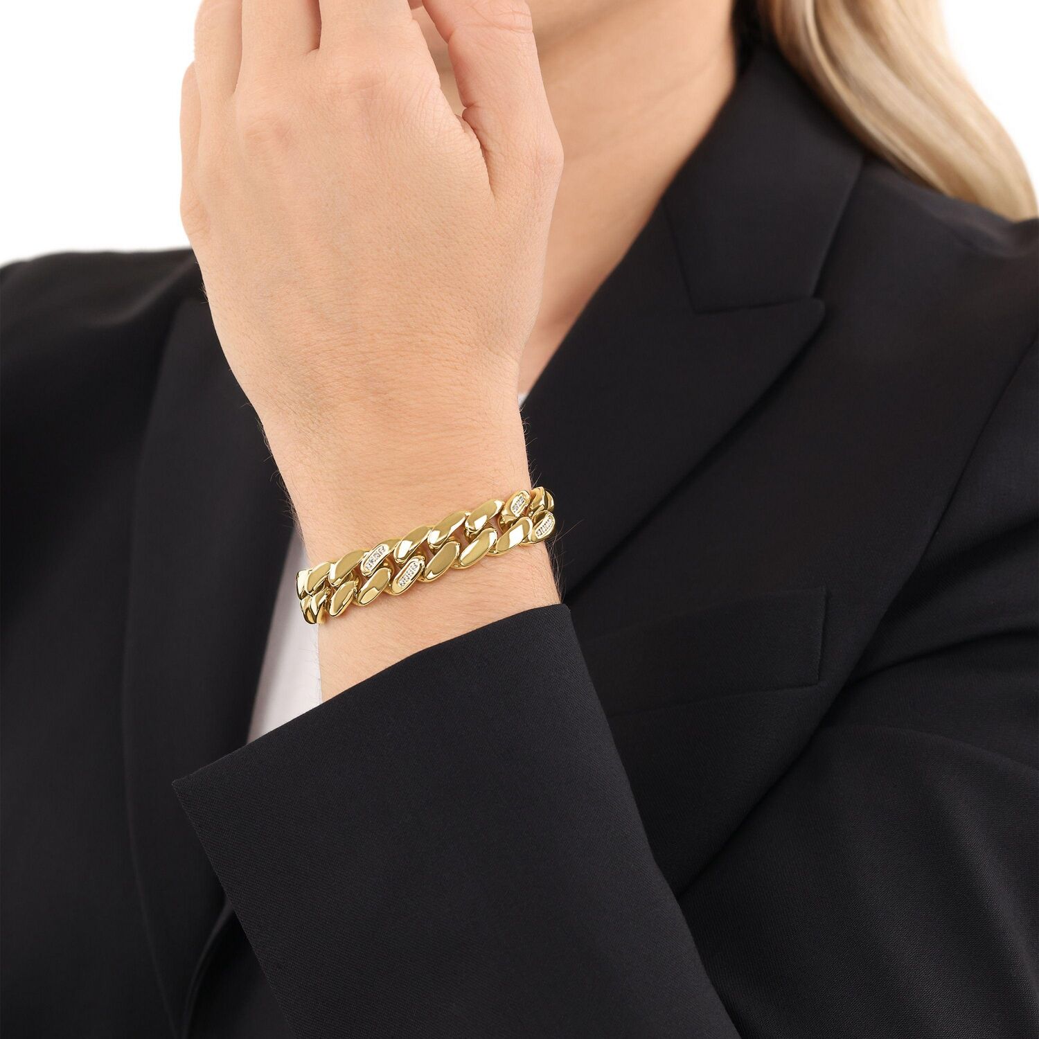 Joop! Armband JOOP "Schmuck, Geschenk", gold (gelbgoldfarben, kristallweiß, kristallweiß), Armbänder, Damen, 20cm, Edelstahl, Armband, mit Zirkonia (synth.)