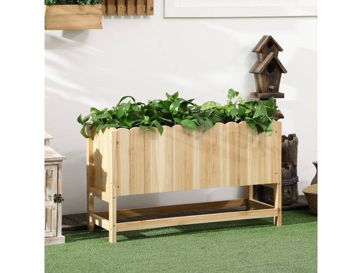 Outsunny Jardinière Verticale Bois avec Drainage 86x30x50 cm