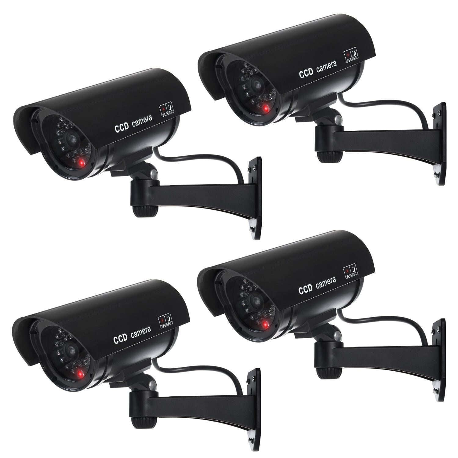 Maclean Set van 4 Nepcamera's met knipperende LED, model IR1100 B, zwart