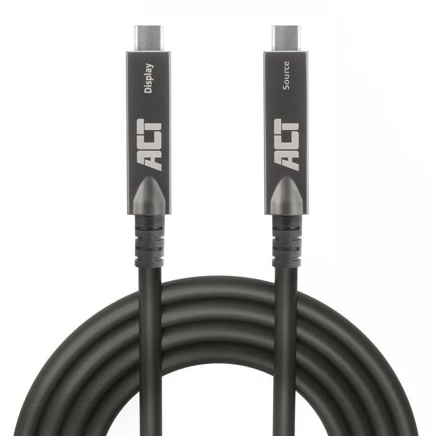 ACT USB-C 3.2 Gen2 Aktives optisches Kabel, für Touchpanels, Video, Daten, Strom, 5 m, 5 m, USB C, USB C, USB 3.2 Gen 2 (3.1 Gen 2), 10 Gbit/s, Schwarz