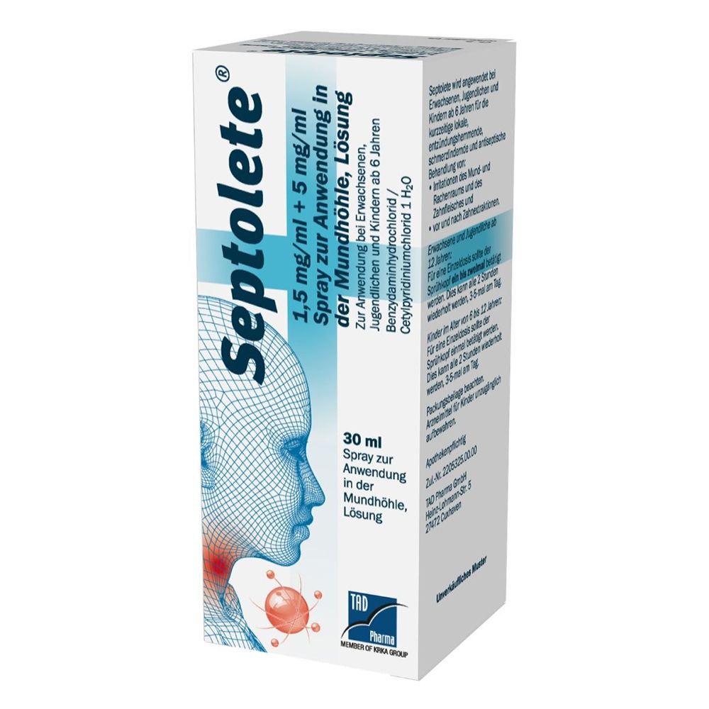 Septolete 1,5mg/ml + 5mg/ml Spr.z.Anw.i.d.Mundhö. 30 ml Spray