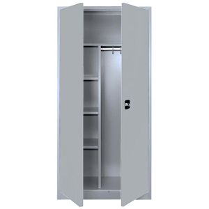 ClassiX Mehrzweckschrank X-545540, abschließbar, lichtgrau, für Staubsauger, 5 Fächer, aus Metall, 92 x 195 x 42 cm