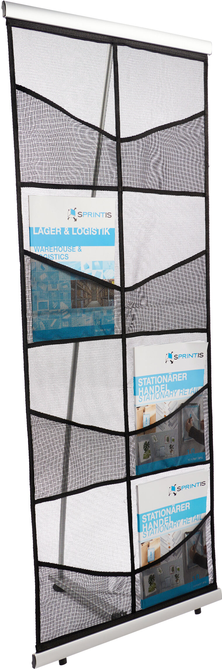 SPRINTIS Porte-brochure pliable AUSTIN A4 avec sac 8 compartiments, aluminium, polyester, noir