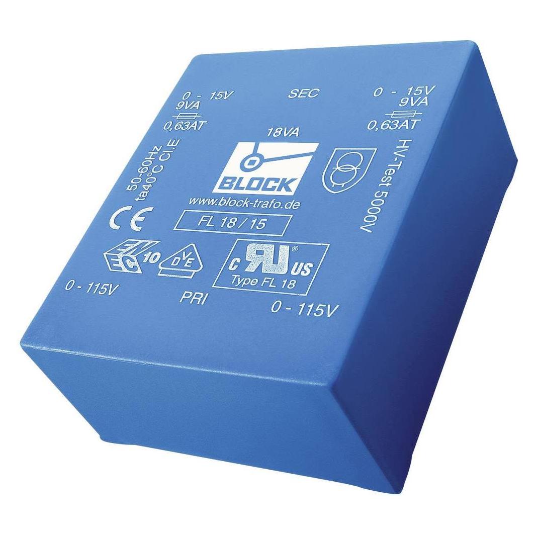 Block Transformator FL PCB 18VA 2x12V (FL 18/12)