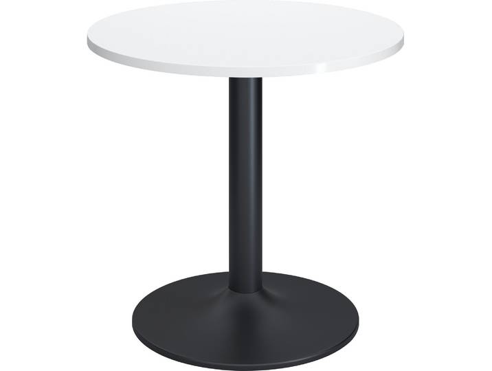 Table ronde Excellens plateau D 80 cm blanc - 3 personnes - pied métal tulipe antracite RAL 7016 - - Bruneau