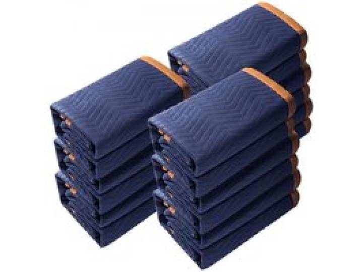 VEVOR Couvertures de Déménagement de Meubles 2032x1829 mm Couvertures de Protection d'Emballage Robustes Lot de 12 Tissu Non Tissé Coton Recyclé pour Protéger Meubles Planchers Appareils, Bleu/Orange