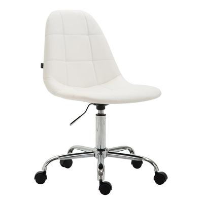 Décoshop26 - Bürostuhl Computerhocker auf Rollen höhenverstellbar weißes Synthetikmaterial TABO10114