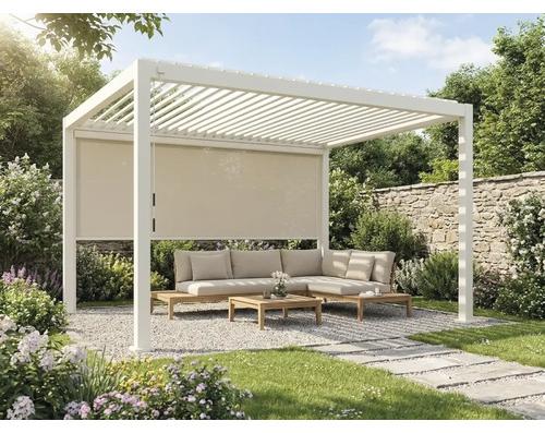 Premium Pergola Mirador Lamellendach, Pfostenstärke 11 x 11 cm, inkl. Sonnenrollo 4 m 300 x 400 cm latte - ähnlich RAL90