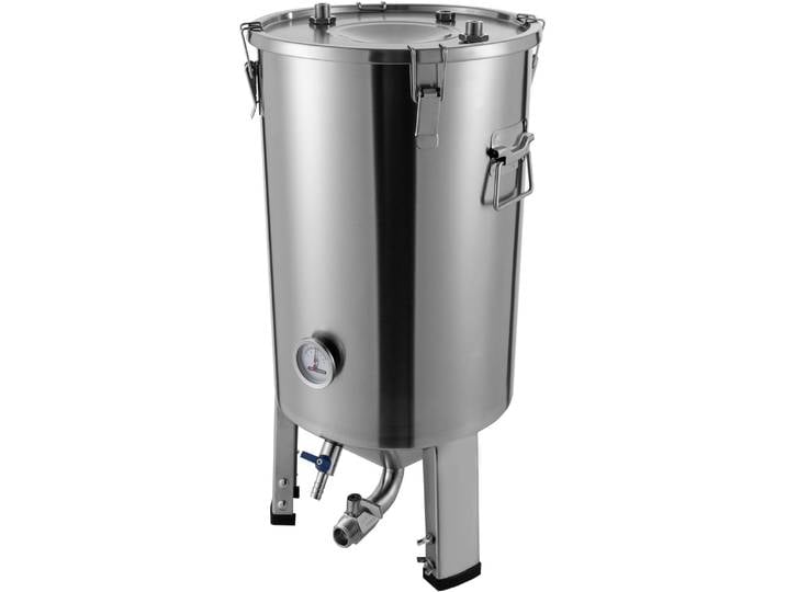 Fermenteur circulaire en acier inoxydable, 32l/ 7.04 gallons, avec refroidisseur, pour la Fermentation de la bière domestique, vin, lait argenté, 59.7X3.3cm