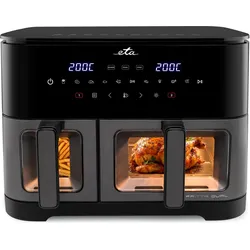 ETA Fritta Dual 3167 90000 Doppel 11 l Standgerät 2600 W Heissluftfritteuse Schwarz, Fritteuse, Schwarz