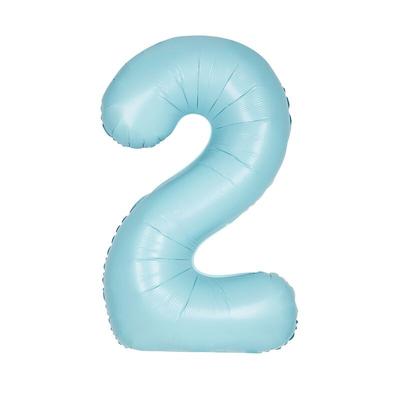 XL Folienballon hellblau matt Zahl 2