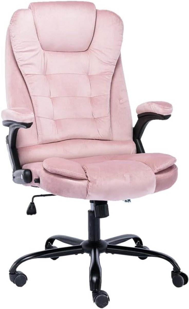 Ergonomische verstelbare bureaustoel met fluwelen bekleding in roze