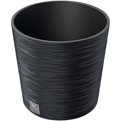 Blumentopf PROSPERPLAST "FURU RO", grau (anthrazit), H:24,7cm Ø:25cm, Kunststoff, Pflanzgefäße