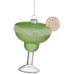 Mica Decorations Christbaumschmuck Glas 11,5cm Margarita Cocktail Figur mit Glitzer zum Aufhängen Weihnachtsbaum Anhänger Weihnachten Weihnachtsbaumschmuck Grün