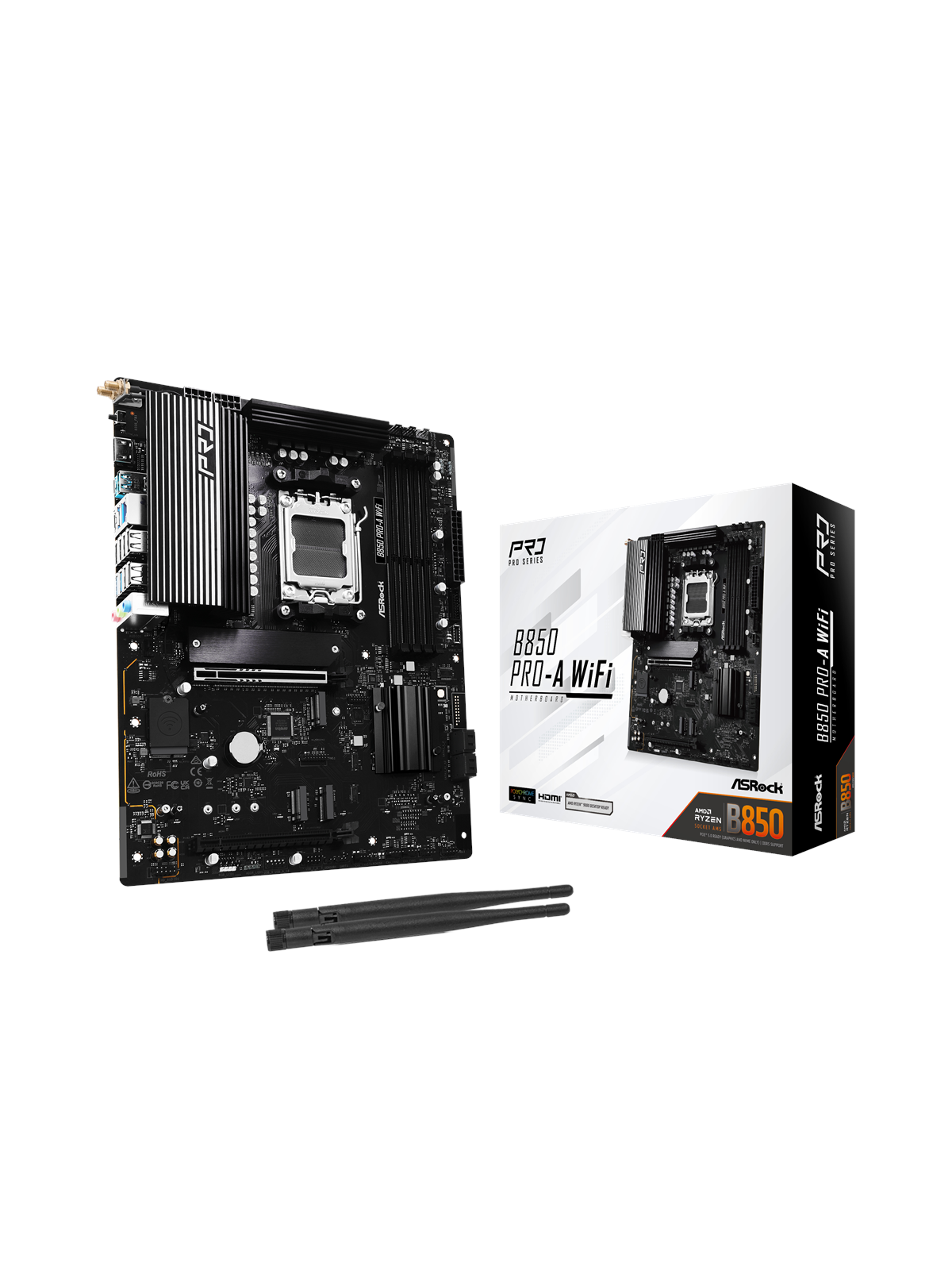 ASRock B850 Pro-A WiFi Mainboard - AMD B850 - AMD AM5 - DDR5 RAM - ATX