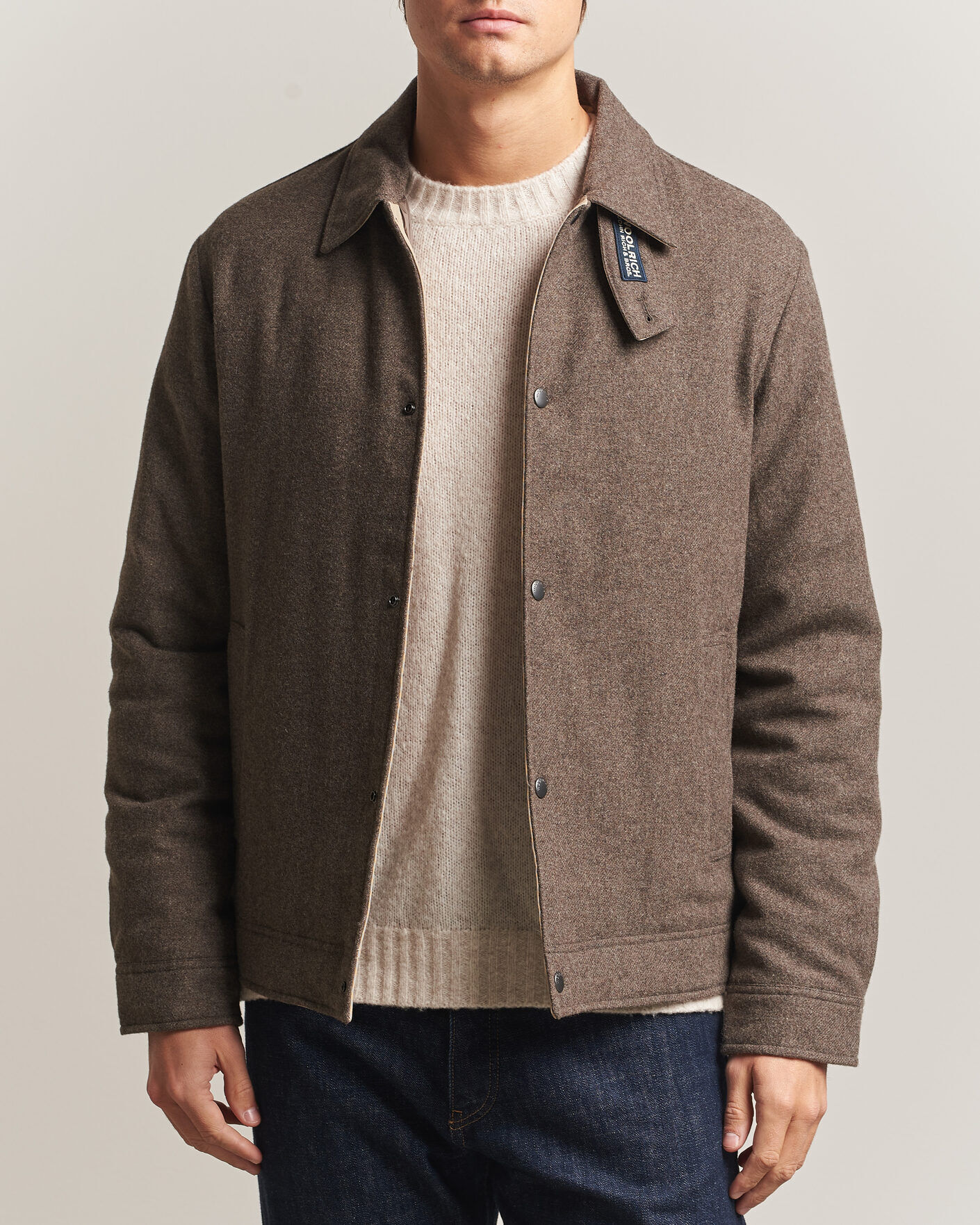 Woolrich Wool Light Padded Keating Shirt Jacket Falcon men L Brun