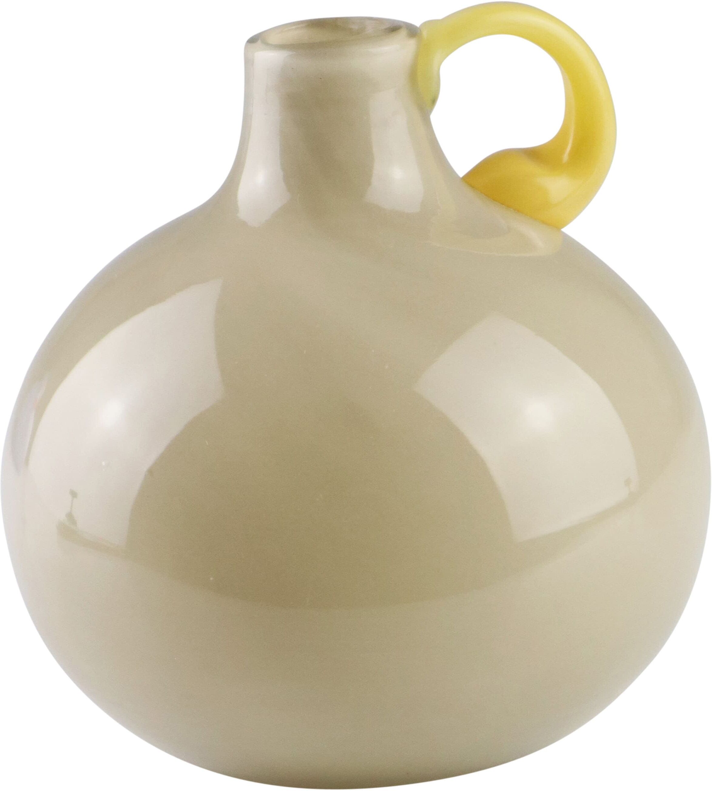 Dekovase AM DESIGN "Braune Glasvase mit einem lebhaften gelben Griff", braun, B:11,5cm H:11,5cm, Glas, Vasen, Dekovase, für einen modernen Look