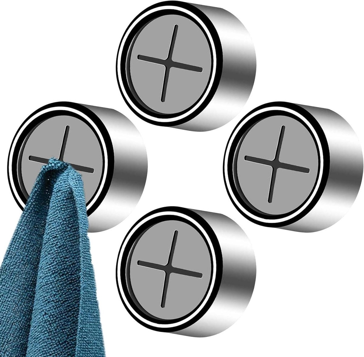 Set van 4 handdoekhaken organizer voor keuken en badkamer, 8 x 8 x 3 cm