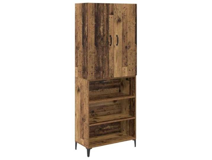 GHVBNMF Highboard Wandmontiert Altholz 69,5x34x180 cm Holzwerkstoff Zweiteiliges Wohnzimmer Hochregal zur Wandmontage mit schlanker Form, Metallbeinen und viel Stauraum hinter der Tür.