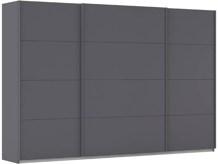 Schwebetürenschrank, Graumetallic, 315x210x62 cm, Holzwerkstoff, 3 Türen & Variabel Einsetzbare Einlegeböden, Modern, Rauch