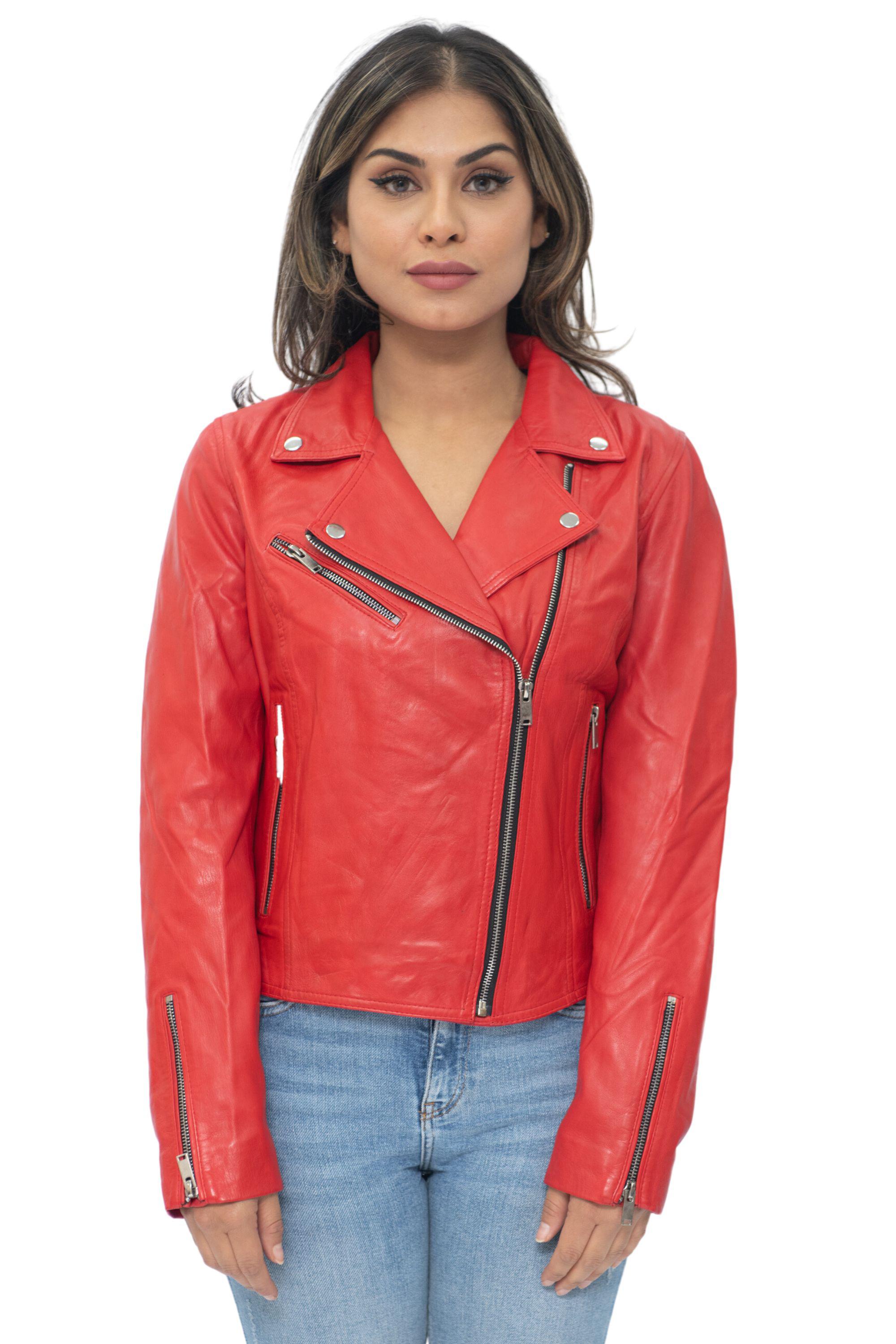 Damen-Leder-Klassiker-Biker-Brando-Jacke-Baku