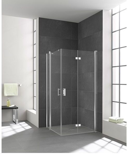Kermi Diga Eckeinstieg-Hälfte Pendeltür mit Festfeld DIEPR078202PK 78x200cm, auf DP, weiß, ESG klar Clean, rechts