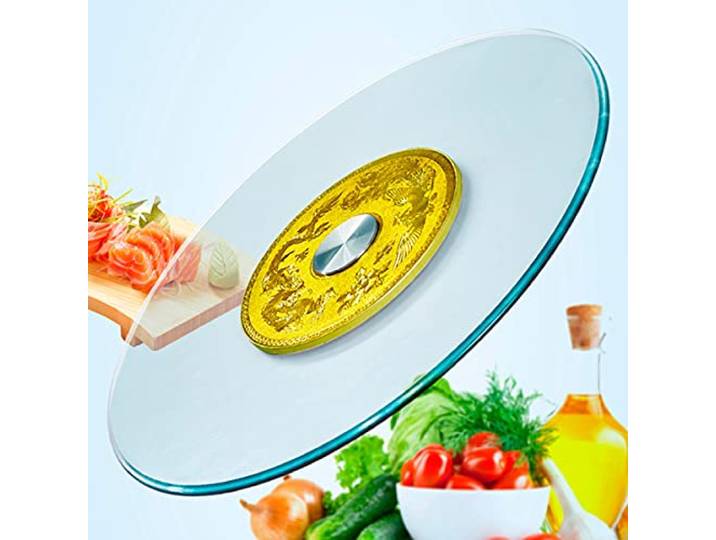 DETMOL Servierplatte Lazy Susan Drehteller 360º Drehbar Runder Tische Drehplatte,Drehplatte Gehärtetes Glas Servierteller,Pflegeleicht,Robust,Durchmesser: 60cm-120cm,120cm/47.2in