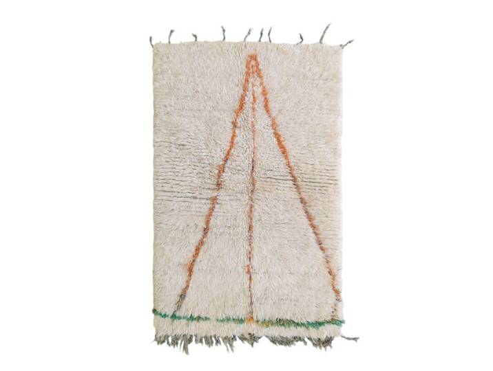 Tapis berbère marocain pure laine orange 133 x 182