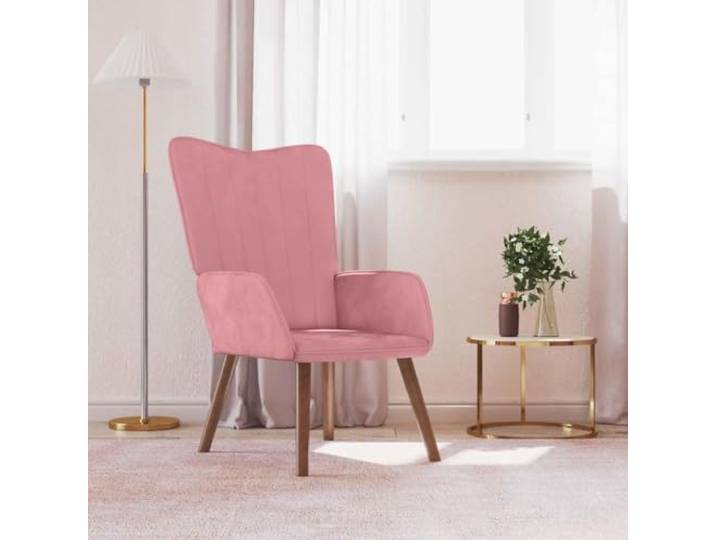 NLQMSU Relaxsessel, Rosa, Velours, mit Stahlrahmen und Holzbeinen Gepolsterter Schaumstoff, Rückenlehne Linien, Ständer 110 kg, weicher Velours, stabil und langlebig