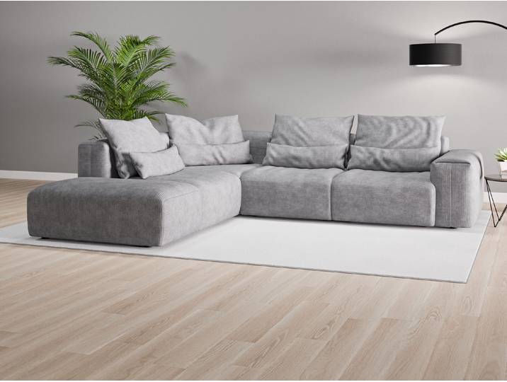 Ecksofa Denver Nr. 3 links - Grau (Dunkelgrau) - Cordstoff