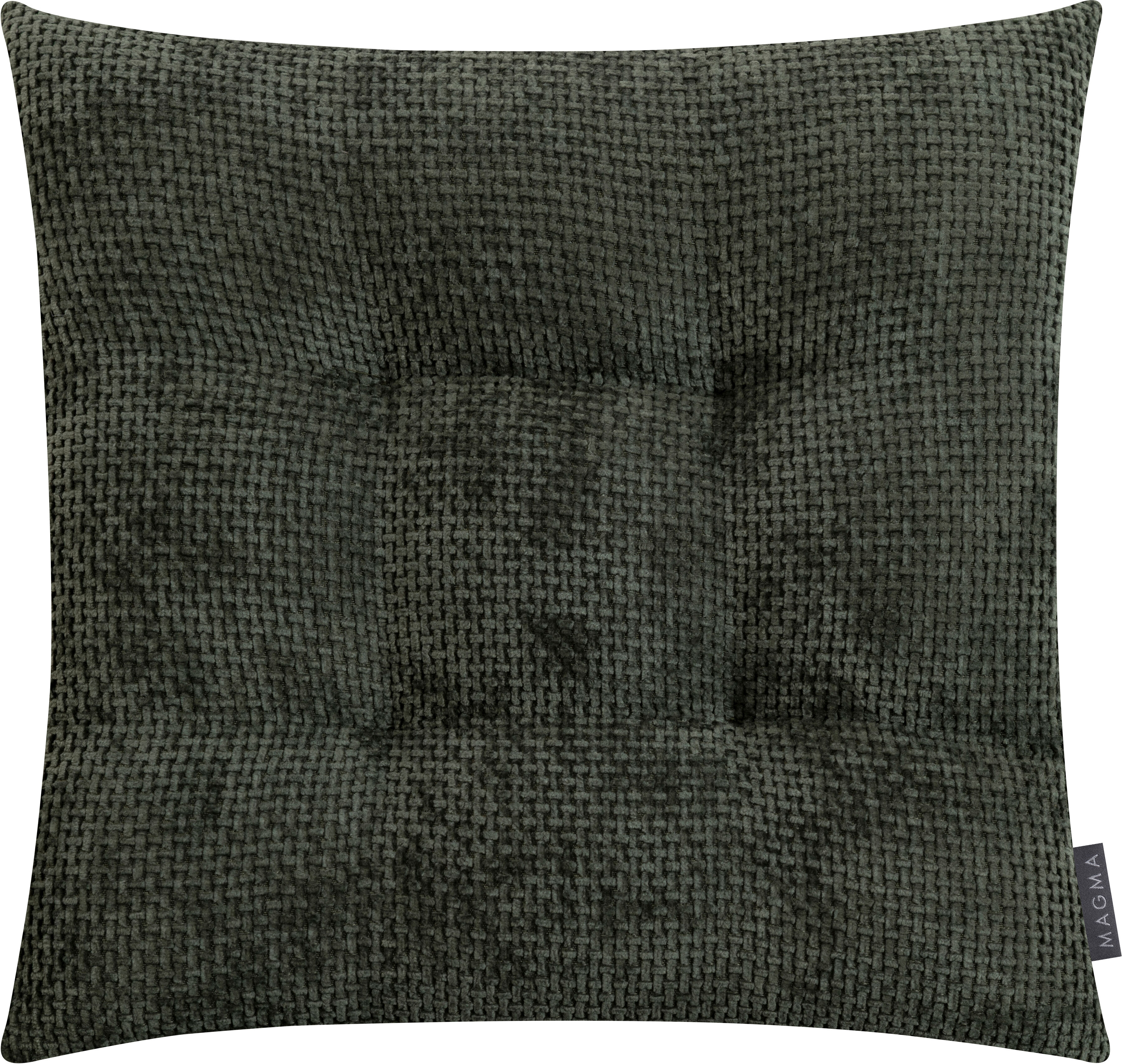 Stuhlkissen MAGMA HEIMTEX "ARLO Stuhlkissen Form 55", dunkelgrün, gesteppt unifarben, B:35cm H:5cm L:35cm, Chenille, Faserbällchen (Polyester), Polyester, Dekokissen_Sitzkissen_Kissenhüllen, Stuhlkissen, Komfort trifft Stil: Hochwertiges Stuhlkissen mit r