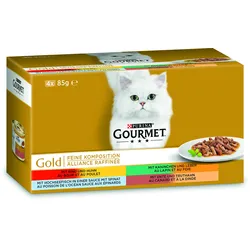 Gourmet Gold Feine Komposition 4er MP(Rind&Huhn,Ente&Truth,Kaninchen&Leber,Fisch&Spinat) 12x340 g