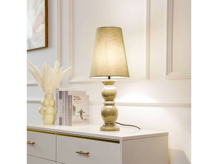 Tischlampe Lyndorin Lucande, grün, für Flurbereich, Keramik, Design