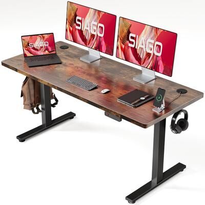 SIAGO Electric Standing Desk Height Adjustable Computer Desk with Cable Management & Spacious Work Surface
